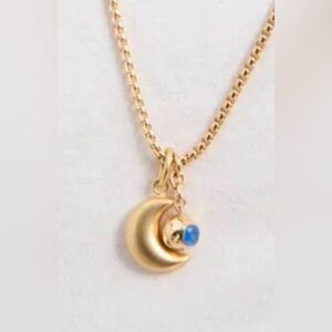 Roxanne Assoulin Gold Moon Pendant Necklace with Blue Accent